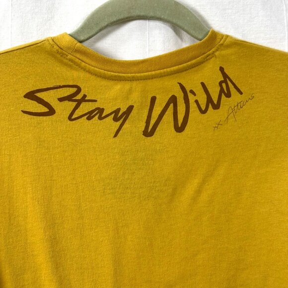 Tiger Print Shirt Womens Sz XS Yellow Double Sided Graphic Tee Atticus Poetry - Picture 4 of 8